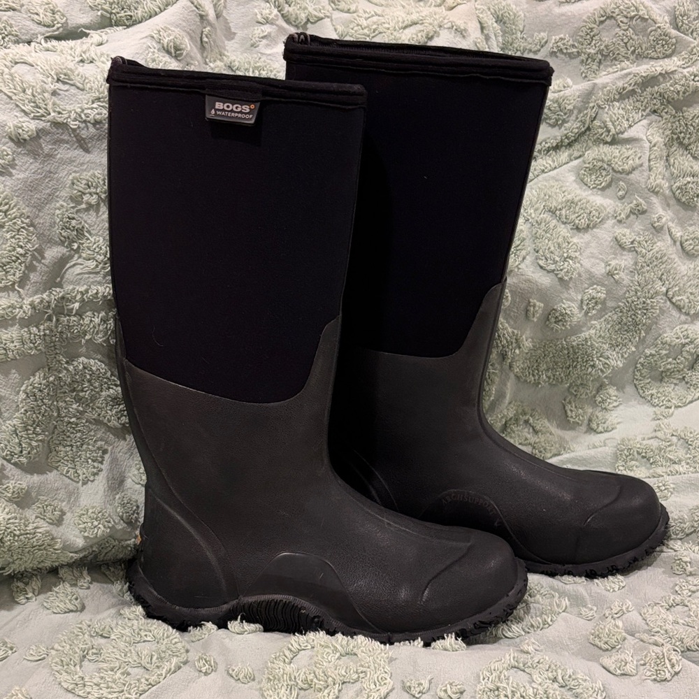 Nice Womens Bogs Classic High Black Neoprene Waterproof Boots 8